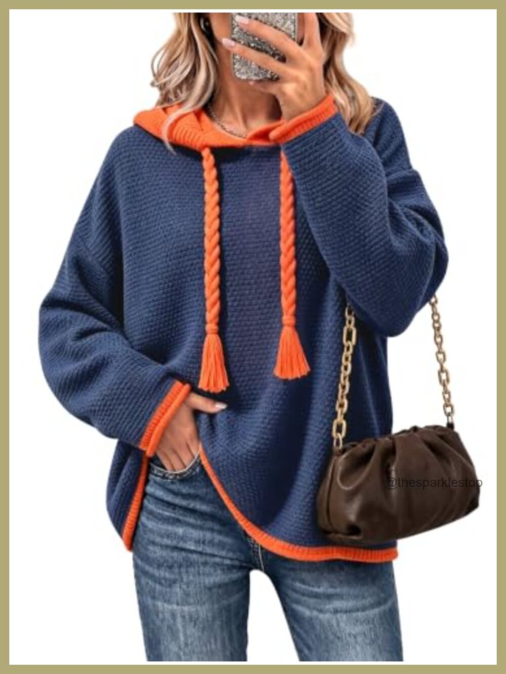 Womens Oversized Hoodie Sweater Cotton Blend Pullover Knit Top